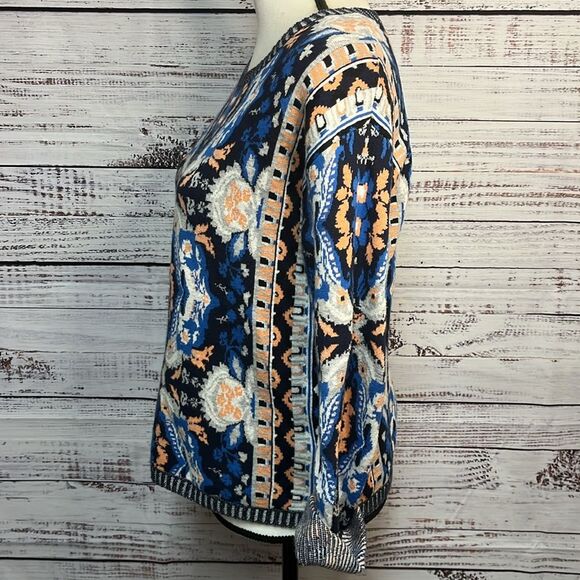 EUC Anthropologie Moth Cabine Crewneck Sweater 3/4 Sleeve  Multi Women's Small - Picture 12 of 13